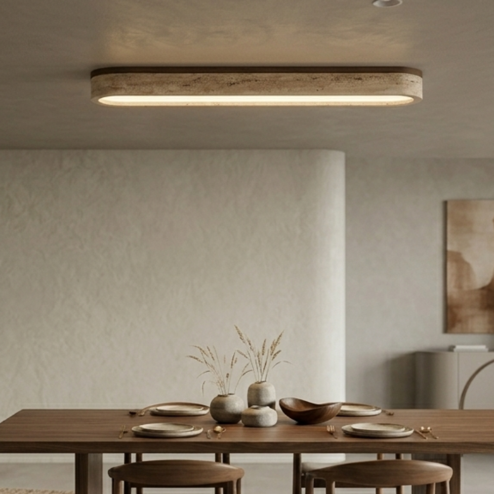 Travertine Stone Bar Flush Ceiling Light Bronze 99