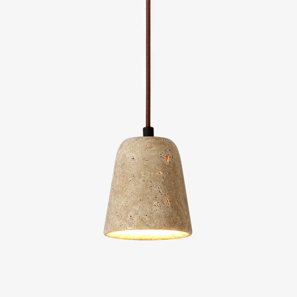 Travertine Stone Bell Pendant Light Minimalist Hanging Lamp 0