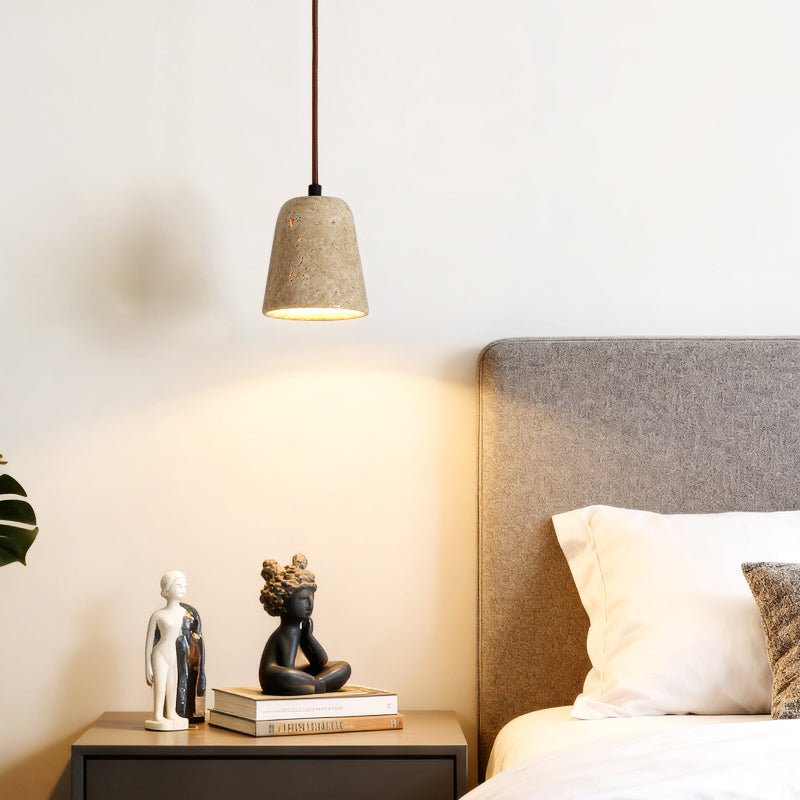 Travertine Stone Bell Pendant Light Minimalist Hanging Lamp 2