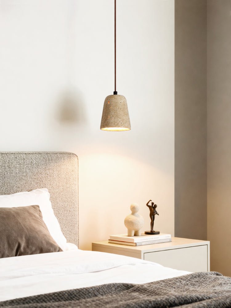 Travertine Stone Bell Pendant Light Minimalist Hanging Lamp 3