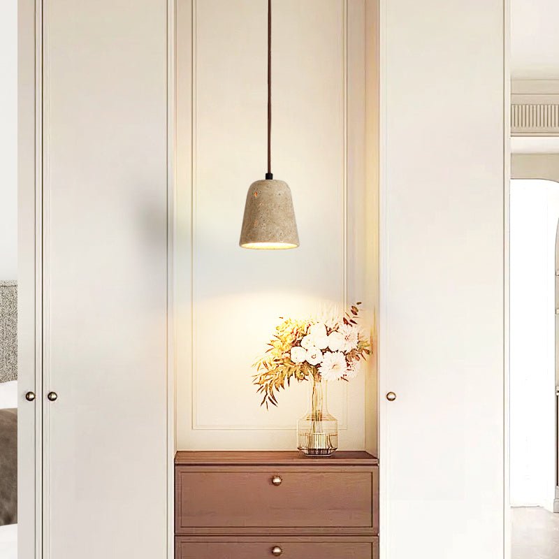 Travertine Stone Bell Pendant Light Minimalist Hanging Lamp 4