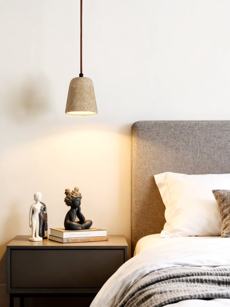 Travertine Stone Bell Pendant Light Minimalist Hanging Lamp 5