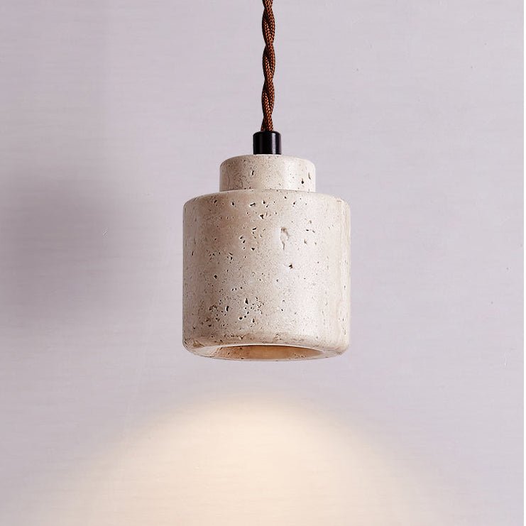 Minimalist Pendant Light Natural Travertine Adjustable Height 0