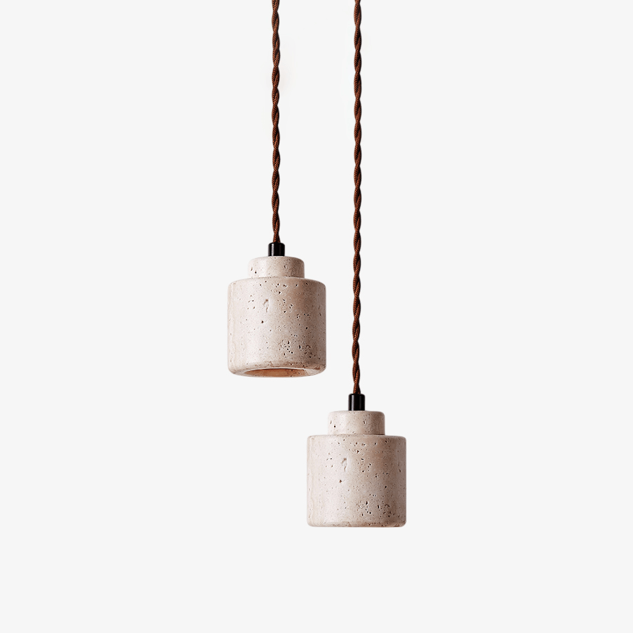Minimalist Pendant Light Natural Travertine Adjustable Height 1
