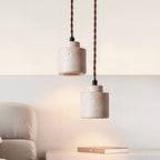 Minimalist Pendant Light Natural Travertine Adjustable Height 2
