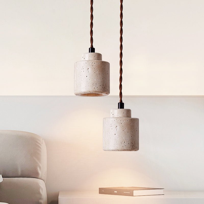 Minimalist Pendant Light Natural Travertine Adjustable Height 2
