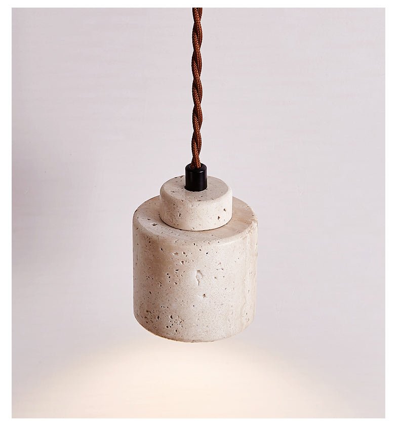 Minimalist Pendant Light Natural Travertine Adjustable Height 8
