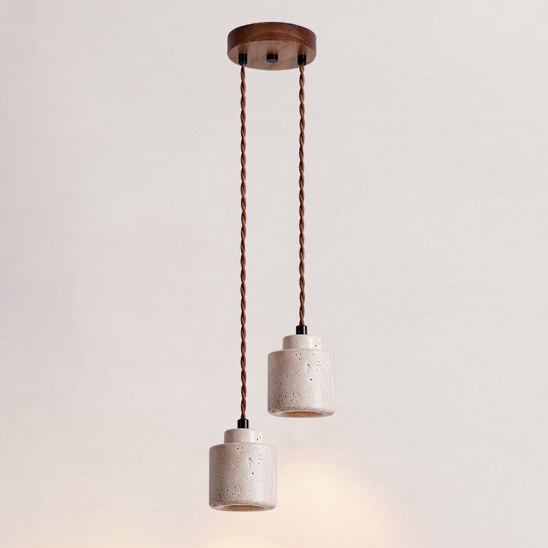 Minimalist Pendant Light Natural Travertine Adjustable Height 9