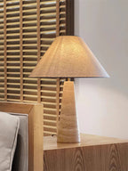 Travertine Table Lamp White Fabric Shade Natural Stone Minimalist Bedside Living Room Home Decor - Stack & Clear 11