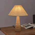 Travertine Table Lamp White Fabric Shade Natural Stone Minimalist Bedside Living Room Home Decor - Stack & Clear 4