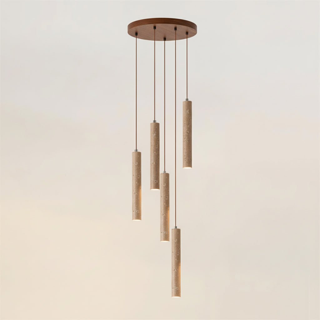 Travertine Tube Pendant Light Slim Cylinder Stone Hanging Lamp 11
