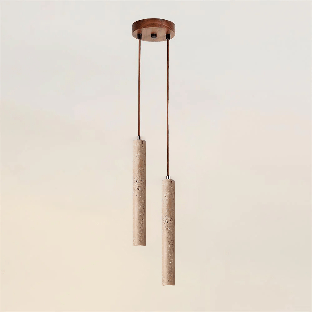 Travertine Tube Pendant Light Slim Cylinder Stone Hanging Lamp 9