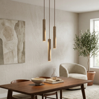 Travertine Tube Pendant Light Slim Cylinder Stone Hanging Lamp 998