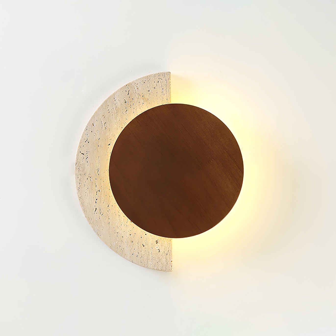 Travertine Wall Sconce Wood Accent LED Nordic Crescent Moon Bedroom Living Room Home Decor - Stack & Clear 0
