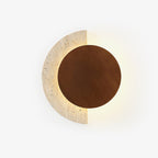 Travertine Wall Sconce Wood Accent LED Nordic Crescent Moon Bedroom Living Room Home Decor - Stack & Clear 1