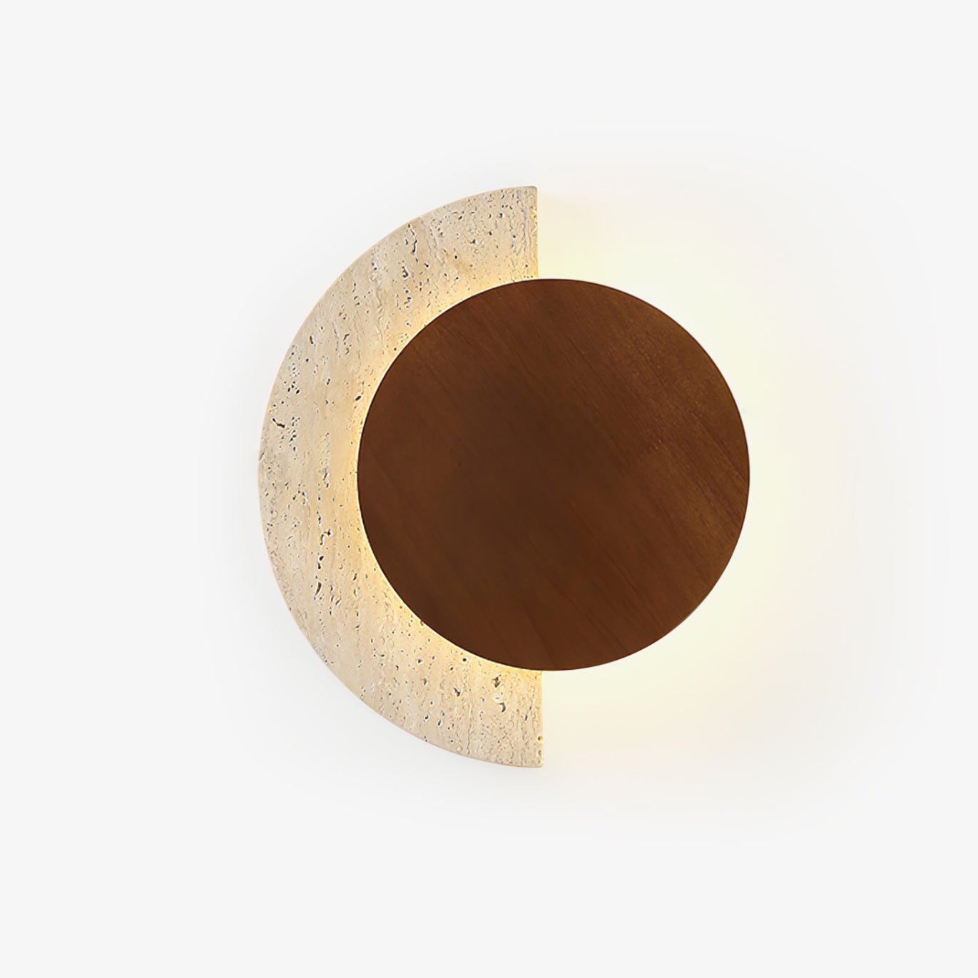 Travertine Wall Sconce Wood Accent LED Nordic Crescent Moon Bedroom Living Room Home Decor - Stack & Clear 1