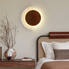 Travertine Wall Sconce Wood Accent LED Nordic Crescent Moon Bedroom Living Room Home Decor - Stack & Clear 2