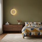 Travertine Wall Sconce Wood Accent LED Nordic Crescent Moon Bedroom Living Room Home Decor - Stack & Clear 4