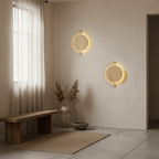 Travertine Wall Sconce Wood Accent LED Nordic Crescent Moon Bedroom Living Room Home Decor - Stack & Clear 6