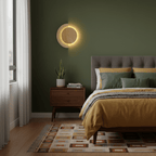 Travertine Wall Sconce Wood Accent LED Nordic Crescent Moon Bedroom Living Room Home Decor - Stack & Clear 7
