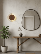 Travertine Wall Sconce Wood Accent LED Nordic Crescent Moon Bedroom Living Room Home Decor - Stack & Clear 8