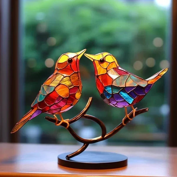Unique Acrylic Bird Statue – Colorful Home Decor Accent, Elegant Gift for Art Lovers, 10 Tall 1