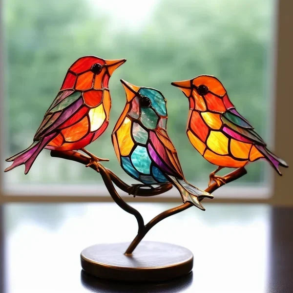Unique Acrylic Bird Statue – Colorful Home Decor Accent, Elegant Gift for Art Lovers, 10 Tall 4