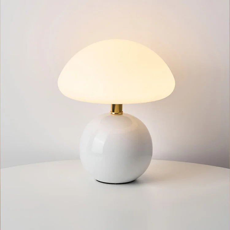 Unique French Cream Mushroom Table Lamp with Adjustable LED Lights – Ceramic Design for Elegant Home Decor 0
