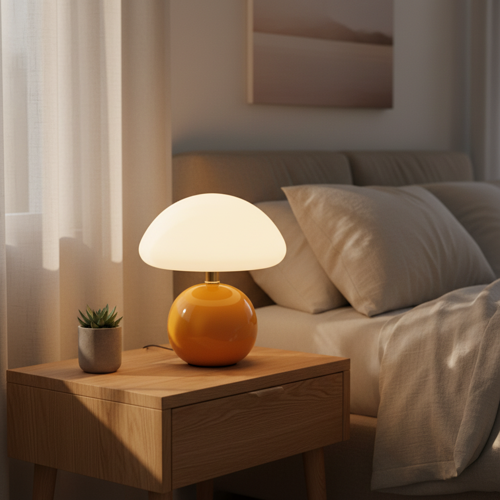 Unique French Cream Mushroom Table Lamp with Adjustable LED Lights – Ceramic Design for Elegant Home Decor 14