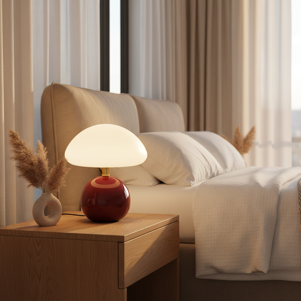 Unique French Cream Mushroom Table Lamp with Adjustable LED Lights – Ceramic Design for Elegant Home Decor 15