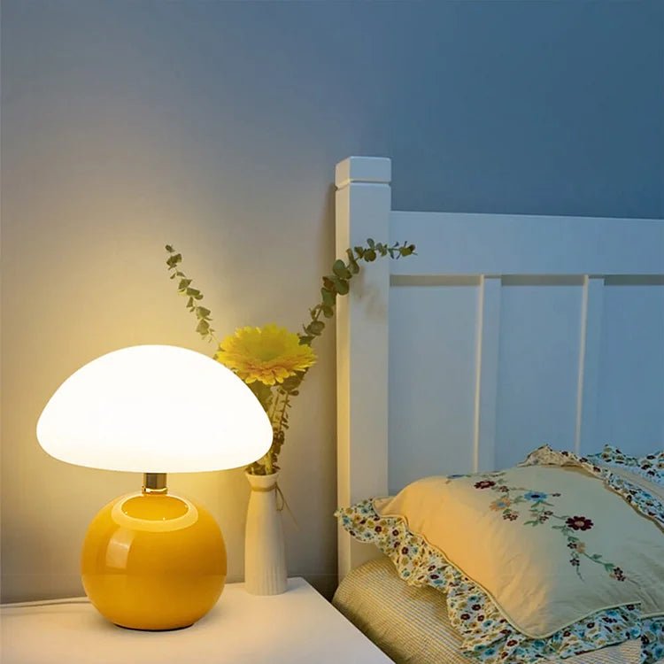 Unique French Cream Mushroom Table Lamp with Adjustable LED Lights – Ceramic Design for Elegant Home Decor 2