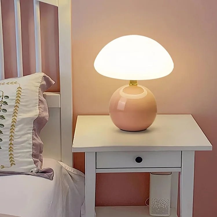 Unique French Cream Mushroom Table Lamp with Adjustable LED Lights – Ceramic Design for Elegant Home Decor 4