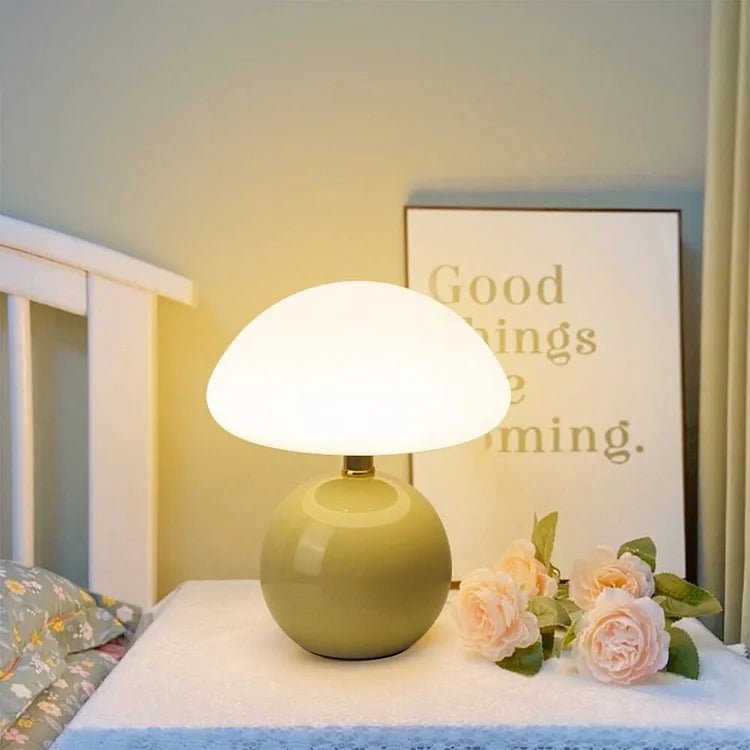 Unique French Cream Mushroom Table Lamp with Adjustable LED Lights – Ceramic Design for Elegant Home Decor 6