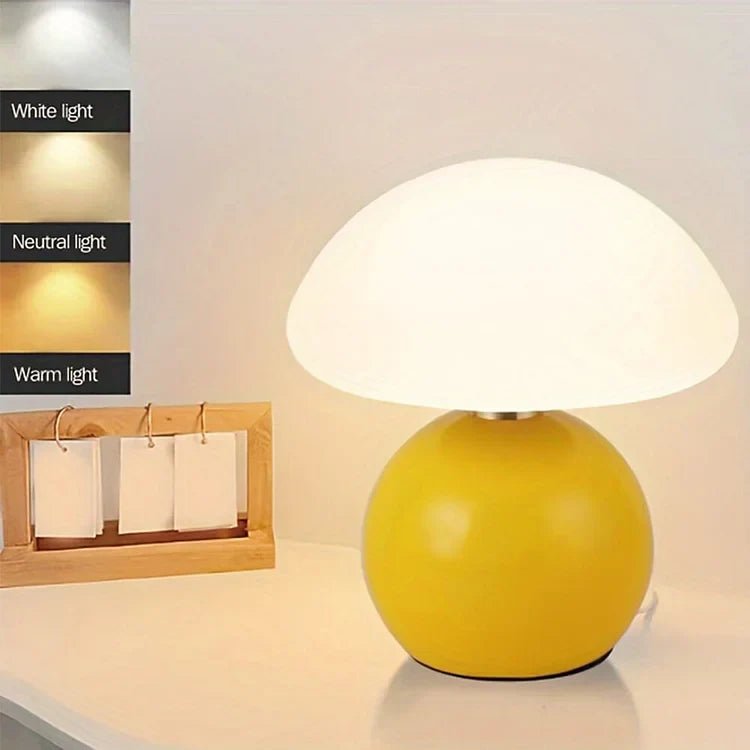 Unique French Cream Mushroom Table Lamp with Adjustable LED Lights – Ceramic Design for Elegant Home Decor 7