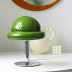 Vibrant Table Lamp with Curvy Glass Shade – Compact Metal Base Bedside or Desk Lamp for Cozy Illumination 1