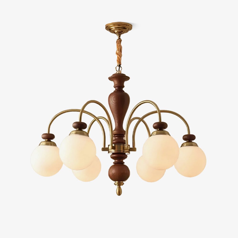 Victorian Chandelier Wooden Glass Elegant Adjustable Height 1