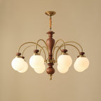 Victorian Chandelier Wooden Glass Elegant Adjustable Height 12