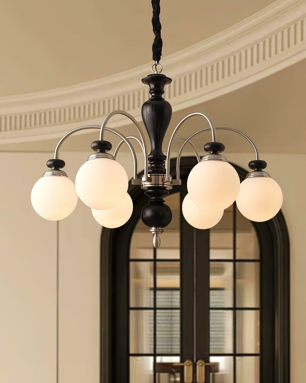 Victorian Chandelier Wooden Glass Elegant Adjustable Height 8