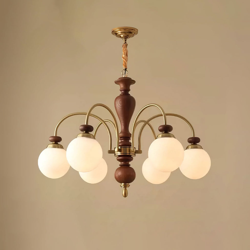 Victorian Chandelier Wooden Glass Elegant Adjustable Height 9
