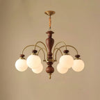 Victorian Chandelier Wooden Glass Elegant Adjustable Height 9