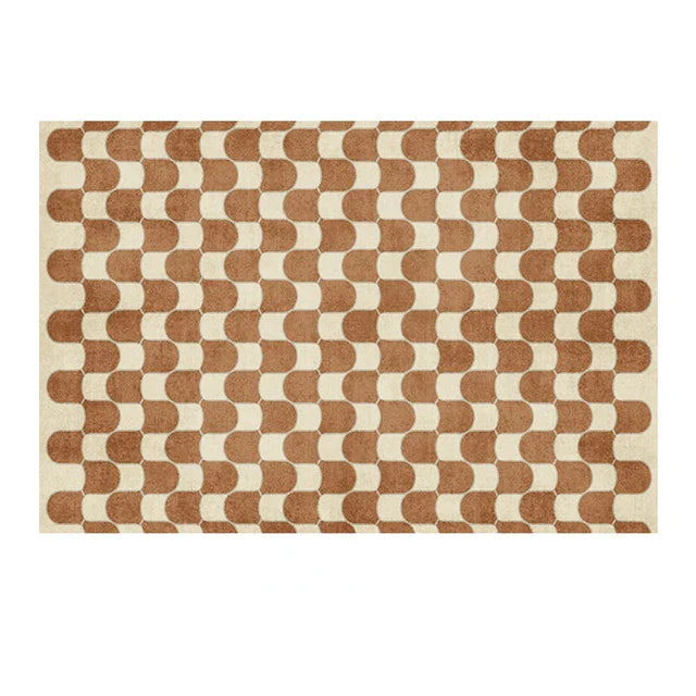 Vintage-Inspired Checkerboard Area Rug for Living Room – Plush Polyester, Soft and Versatile Design 0