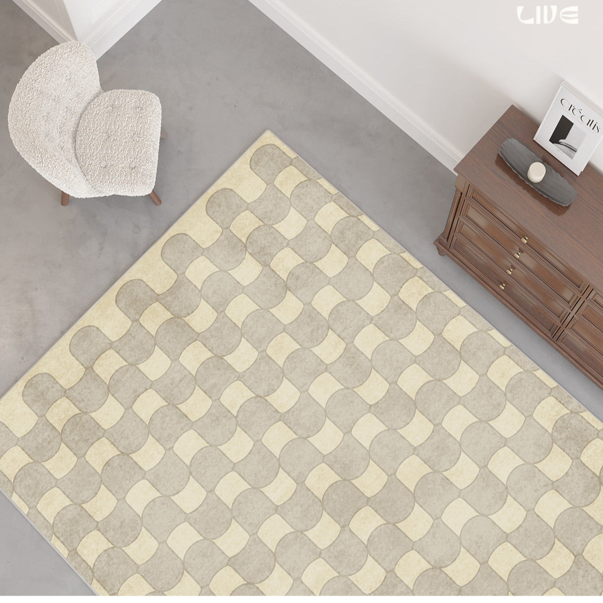 Vintage-Inspired Checkerboard Area Rug for Living Room – Plush Polyester, Soft and Versatile Design 3