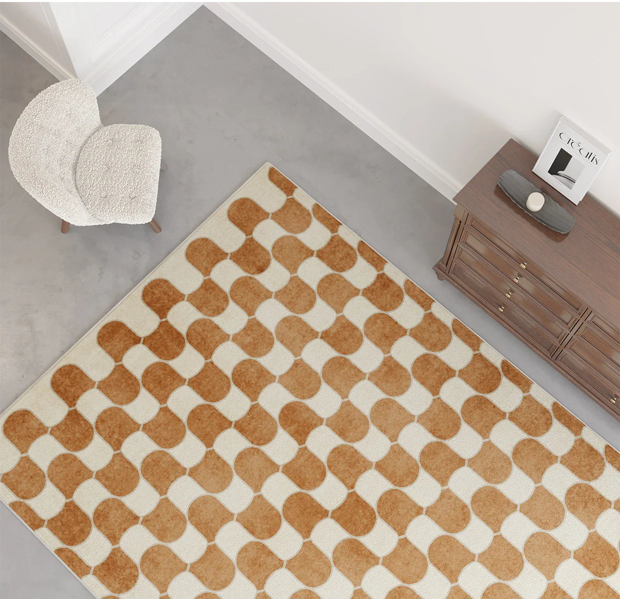 Vintage-Inspired Checkerboard Area Rug for Living Room – Plush Polyester, Soft and Versatile Design 4