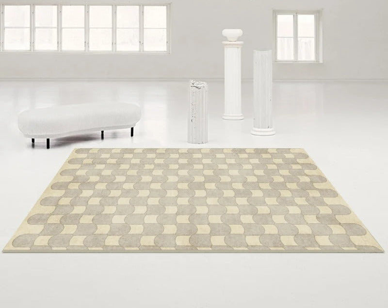 Vintage-Inspired Checkerboard Area Rug for Living Room – Plush Polyester, Soft and Versatile Design 8