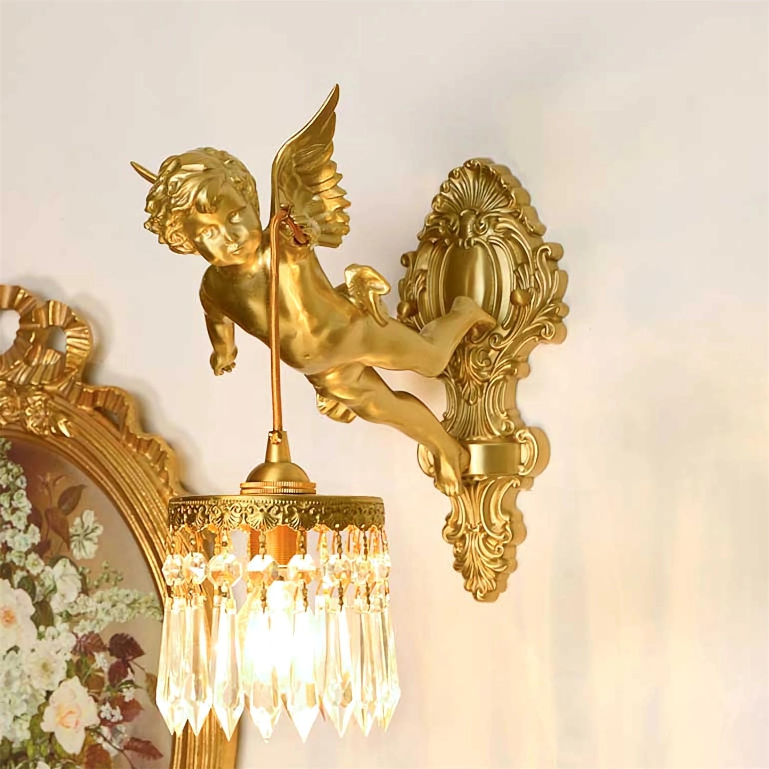 Vintage Baroque Cherub Wall Light Copper Finish Design 2