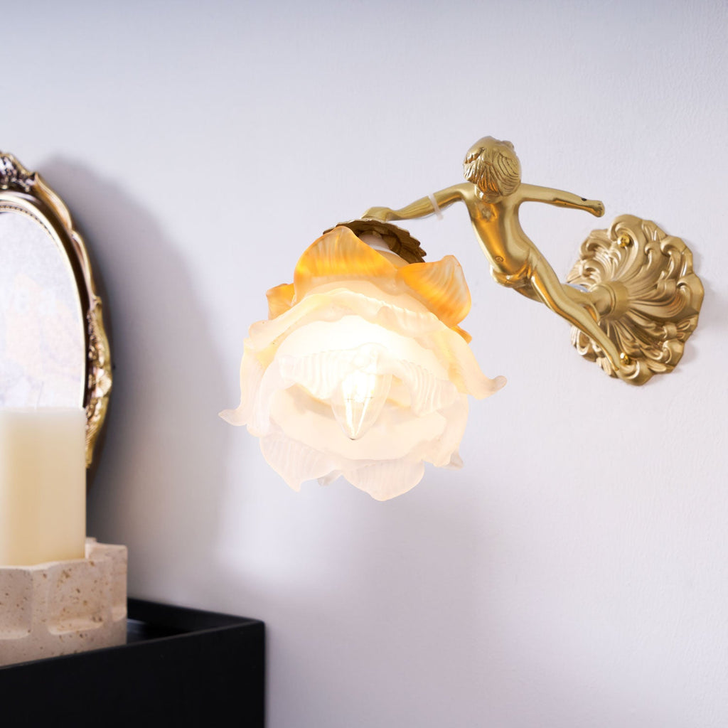 Vintage Baroque Cherub Wall Light Copper Finish Design 5