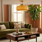 Vintage Brass Flush Mount Ceiling Light with Yellow Glass Shade – Modern Design for Elegant Spaces 11