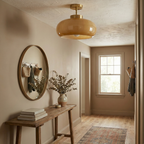 Vintage Brass Flush Mount Ceiling Light with Yellow Glass Shade – Modern Design for Elegant Spaces 14