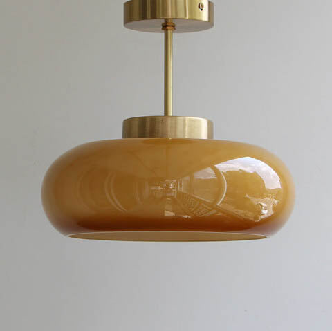 Vintage Brass Flush Mount Ceiling Light with Yellow Glass Shade – Modern Design for Elegant Spaces 4