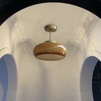 Vintage Brass Flush Mount Ceiling Light with Yellow Glass Shade – Modern Design for Elegant Spaces 9